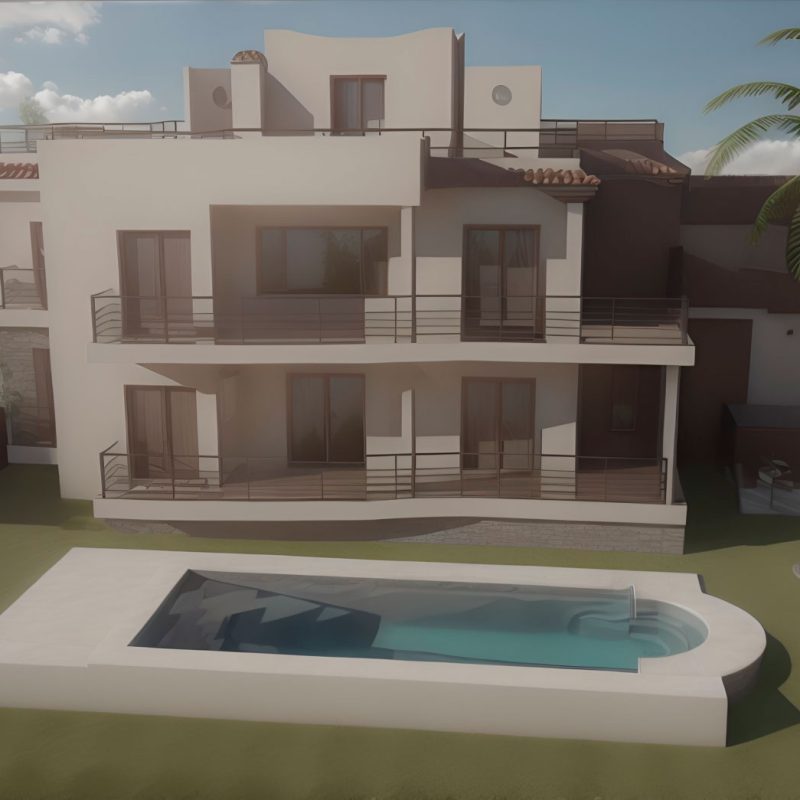 Villa-Casa Aislada Con Piscina 3D Infografía 57 7